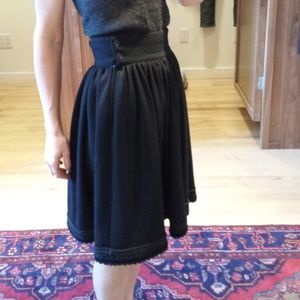 Vintage wool a-line black skirt